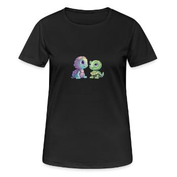 Grüner Alien Schildkröte Fusion - Frauen T-Shirt atmungsaktiv - Schwarz - Vorne - AI Model Female 172 light (172cm)