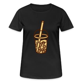 Bubble Tea Comic Design - Women's Breathable T-Shirt - black - Front - AI Model Female 172 light (172cm)