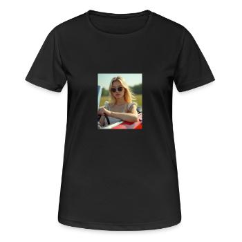 Woman driving a convertible - Women's Breathable T-Shirt - black - Front - AI Model Female 172 light (172cm)