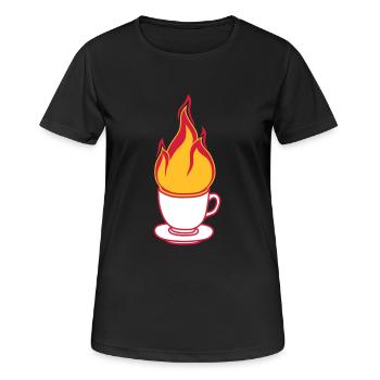 kaffee tee tasse kuchen trinken durst cafe lecker - Frauen T-Shirt atmungsaktiv - Schwarz - Vorne - AI Model Female 172 light (172cm)