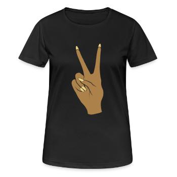 Dunkel Victory Handzeichen Peace - Frauen T-Shirt atmungsaktiv - Schwarz - Vorne - AI Model Female 172 light (172cm)