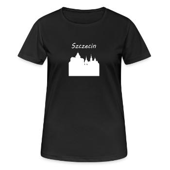 Stettin im Herzen - Frauen T-Shirt atmungsaktiv - Schwarz - Vorne - AI Model Female 172 light (172cm)