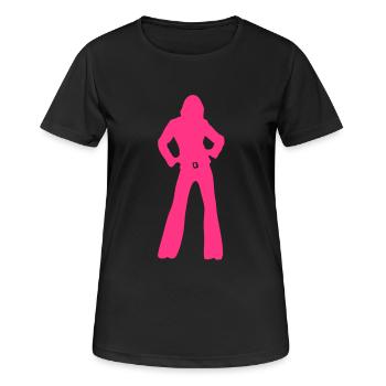 70 Jahre years9 siebziger Disco Frieden - Frauen T-Shirt atmungsaktiv - Schwarz - Vorne - AI Model Female 172 light (172cm)