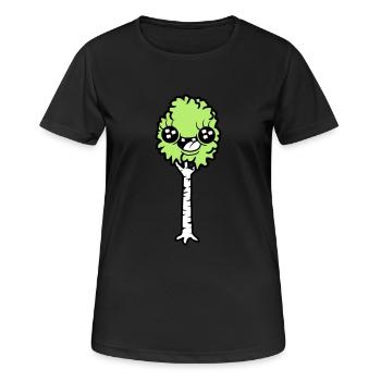 Lachende Cartoon Birke - Frauen T-Shirt atmungsaktiv - Schwarz - Vorne - AI Model Female 172 light (172cm)