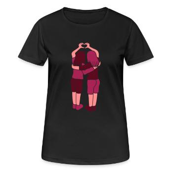 Handherz Freundinnen Team - Frauen T-Shirt atmungsaktiv - Schwarz - Vorne - AI Model Female 172 light (172cm)