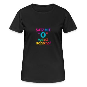 Satz mit O 2 - Frauen T-Shirt atmungsaktiv - Schwarz - Vorne - AI Model Female 172 light (172cm)