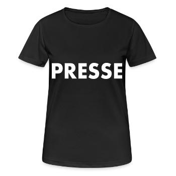 Presse - Frauen T-Shirt atmungsaktiv - Schwarz - Vorne - AI Model Female 172 light (172cm)