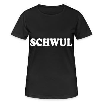 Schwul - Frauen T-Shirt atmungsaktiv - Schwarz - Vorne - AI Model Female 172 light (172cm)