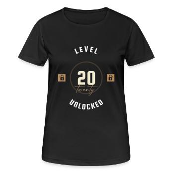 20. Geburtstag Level twenty unlocked, Geschenk - Frauen T-Shirt atmungsaktiv - Schwarz - Vorne - AI Model Female 172 light (172cm)