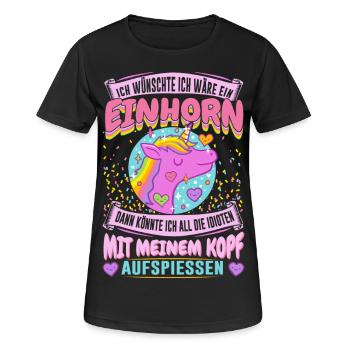 Unicorn - idiots skewer - Women's Breathable T-Shirt - black - Front - AI Model Female 172 light (172cm)