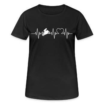 Retro moto heartbeat motocycliste biker - T-shirt respirant Femme - noir - Devant - AI Model Female 172 light (172cm)