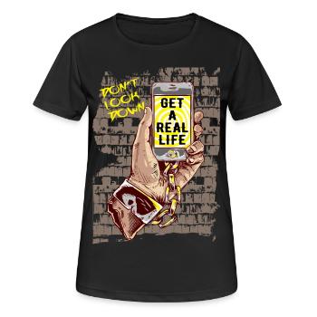 Téléphone portable Smartphone - T-shirt respirant Femme - noir - Devant - AI Model Female 172 light (172cm)