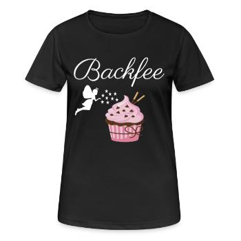 Backfee - Frauen T-Shirt atmungsaktiv - Schwarz - Vorne - AI Model Female 172 light (172cm)