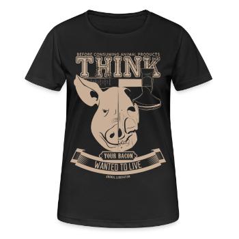 Votre lard voulait vivre (brun clair) - T-shirt respirant Femme - noir - Devant - AI Model Female 172 light (172cm)