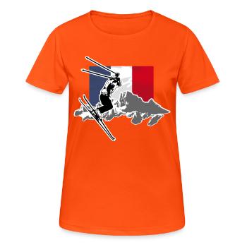 France Ski Alpine - Frauen T-Shirt atmungsaktiv - Neonorange - Vorne - AI Model Female 172 dark (172cm)