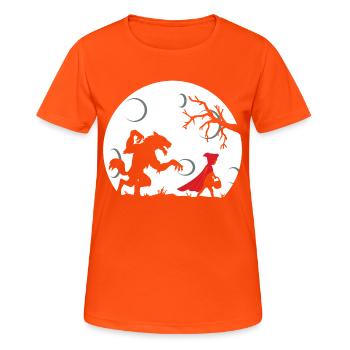 Rotkäppchen - Frauen T-Shirt atmungsaktiv - Neonorange - Vorne - AI Model Female 172 dark (172cm)