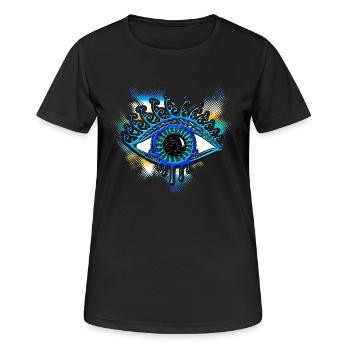 Auge, Träger des Lichtes, Symbol der Klarheit - Frauen T-Shirt atmungsaktiv - Schwarz - Vorne - AI Model Female 172 light (172cm)