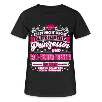 Prinzessin und Call-Center-Agentin - Frauen T-Shirt atmungsaktiv - Schwarz - Vorne - AI Model Female 172 light (172cm)