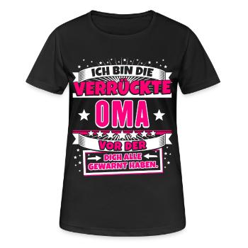 Lustiges Shirt Verrückte Oma - Frauen T-Shirt atmungsaktiv - Schwarz - Vorne - AI Model Female 172 light (172cm)