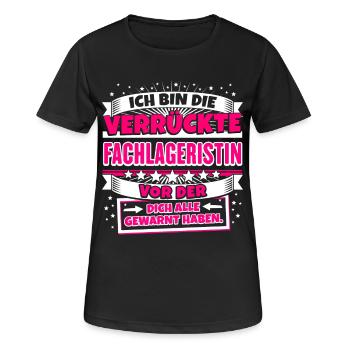 Lustiges Shirt Verrückte Fachlageristin - Frauen T-Shirt atmungsaktiv - Schwarz - Vorne - AI Model Female 172 light (172cm)