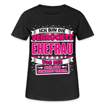 Lustiges Shirt Verrückte Ehefrau - Frauen T-Shirt atmungsaktiv - Schwarz - Vorne - AI Model Female 172 light (172cm)
