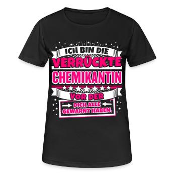 Lustiges Shirt Verrückte Chemikantin - Frauen T-Shirt atmungsaktiv - Schwarz - Vorne - AI Model Female 172 light (172cm)