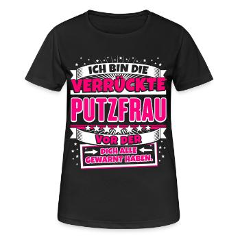 Lustiges Shirt Verrückte Putzfrau - Frauen T-Shirt atmungsaktiv - Schwarz - Vorne - AI Model Female 172 light (172cm)