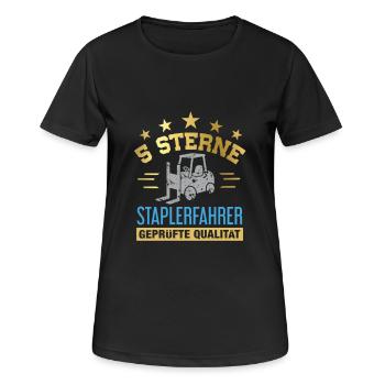 Stapler / Staplerfahrer - Frauen T-Shirt atmungsaktiv - Schwarz - Vorne - AI Model Female 172 light (172cm)
