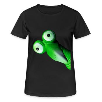 Lustiger grüner Vogel mit großen Augen - Frauen T-Shirt atmungsaktiv - Schwarz - Vorne - AI Model Female 172 light (172cm)