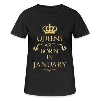 Queens sont nés en Janvier - T-shirt respirant Femme - noir - Devant - AI Model Female 172 light (172cm)