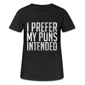 Ich bevorzuge meine Wortspiele - Frauen T-Shirt atmungsaktiv - Schwarz - Vorne - AI Model Female 172 light (172cm)