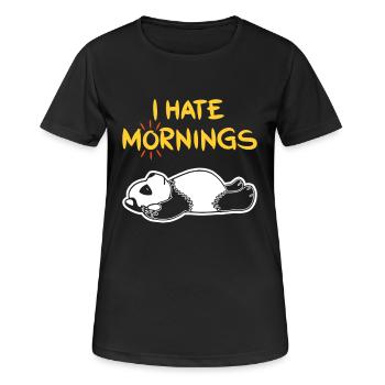 Je déteste Matins drôle Panda T-shirt | sentiment ours - T-shirt respirant Femme - noir - Devant - AI Model Female 172 light (172cm)
