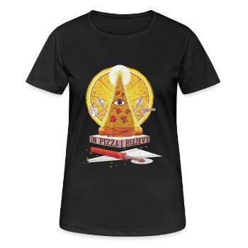 Croire en pizza - T-shirt respirant Femme - noir - Devant - AI Model Female 172 light (172cm)