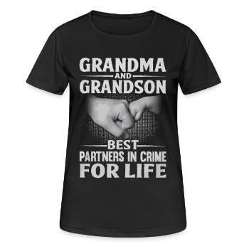 Oma und Enkel beste Partner in der Kriminalität - Frauen T-Shirt atmungsaktiv - Schwarz - Vorne - AI Model Female 172 light (172cm)