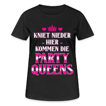 Kniet nieder, Party Queens kommen - Gruppen Shirt - Frauen T-Shirt atmungsaktiv - Schwarz - Vorne - AI Model Female 172 light (172cm)
