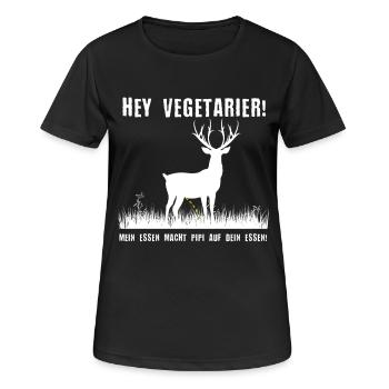 Hey Vegetarier Jäger Jägerin Shirt - Frauen T-Shirt atmungsaktiv - Schwarz - Vorne - AI Model Female 172 light (172cm)