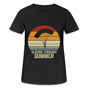 Parapente à travers les parapentes vintage d’été - T-shirt respirant Femme - noir - Devant - AI Model Female 172 light (172cm)