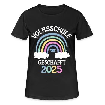 Volksschule Geschafft Absolvent Abgänger 2025 - Frauen T-Shirt atmungsaktiv - Schwarz - Vorne - AI Model Female 172 light (172cm)