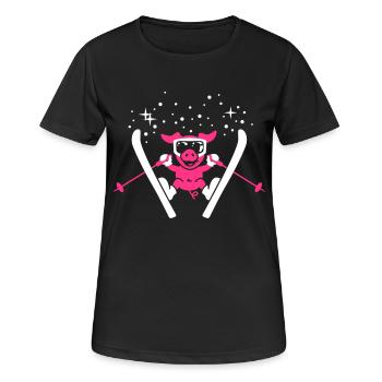 Pistensau 2C - Frauen T-Shirt atmungsaktiv - Schwarz - Vorne - AI Model Female 172 light (172cm)