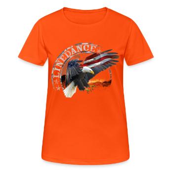 kl_linedance32 - T-shirt respirant Femme - orange néon - Devant - AI Model Female 172 dark (172cm)