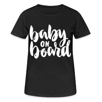 Bébé à bord Grossesse Enceinte - T-shirt respirant Femme - noir - Devant - AI Model Female 172 light (172cm)