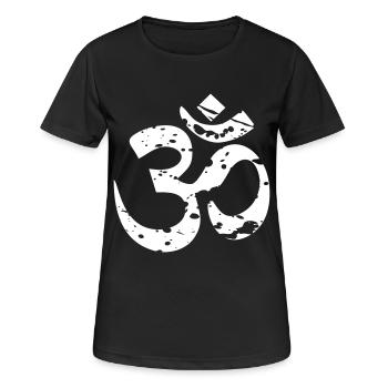 OM - Frauen T-Shirt atmungsaktiv - Schwarz - Vorne - AI Model Female 172 light (172cm)
