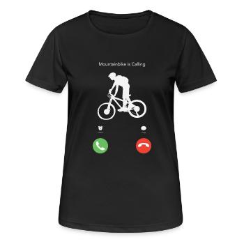 Mein Mountainbike ruft - Frauen T-Shirt atmungsaktiv - Schwarz - Vorne - AI Model Female 172 light (172cm)