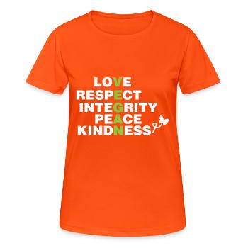 VEGAN - T-shirt respirant Femme - orange néon - Devant - AI Model Female 172 dark (172cm)