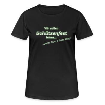 Wir wollen Schützenfest feiern - Frauen T-Shirt atmungsaktiv - Schwarz - Vorne - AI Model Female 172 light (172cm)