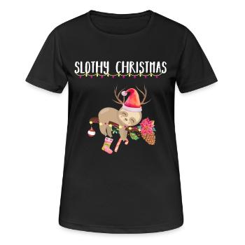 paresseux Noël - T-shirt respirant Femme - noir - Devant - AI Model Female 172 light (172cm)