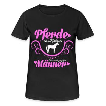 Pferde sind Gottes Entschuldigung für Männer - Frauen T-Shirt atmungsaktiv - Schwarz - Vorne - AI Model Female 172 light (172cm)
