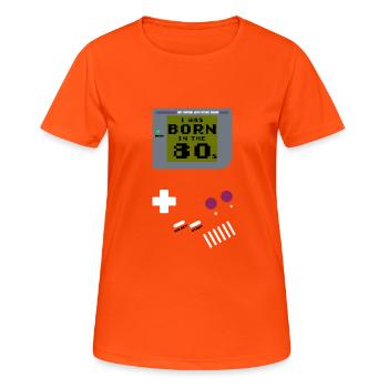 Je suis né dans les années 80 - T-shirt respirant Femme - orange néon - Devant - AI Model Female 172 dark (172cm)