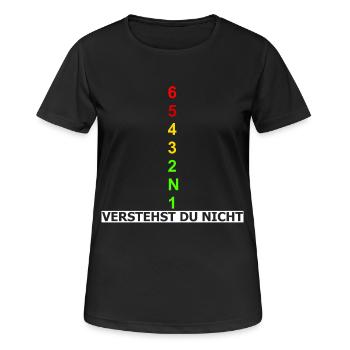 Motorrad Gangschaltung Gänge Bike Biker Bikes - Frauen T-Shirt atmungsaktiv - Schwarz - Vorne - AI Model Female 172 light (172cm)
