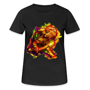 gxp chamaeleon chameleon colorful sketch - Frauen T-Shirt atmungsaktiv - Schwarz - Vorne - AI Model Female 172 light (172cm)